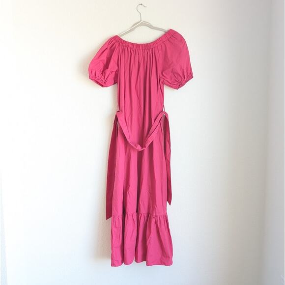 Elliatt Lilith Bardot Neck Off Shoulder Cotton Midi Dress in Fuschia, size S - Picture 2 of 8